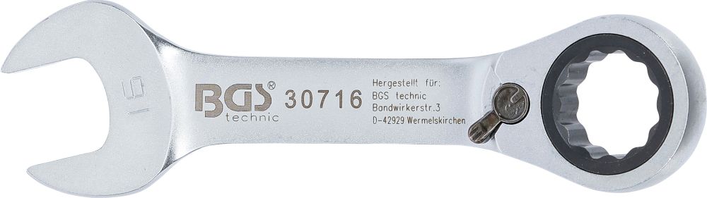 BGS Ratschenring-Maulschlüssel | kurz | umschaltbar | SW 16 mm