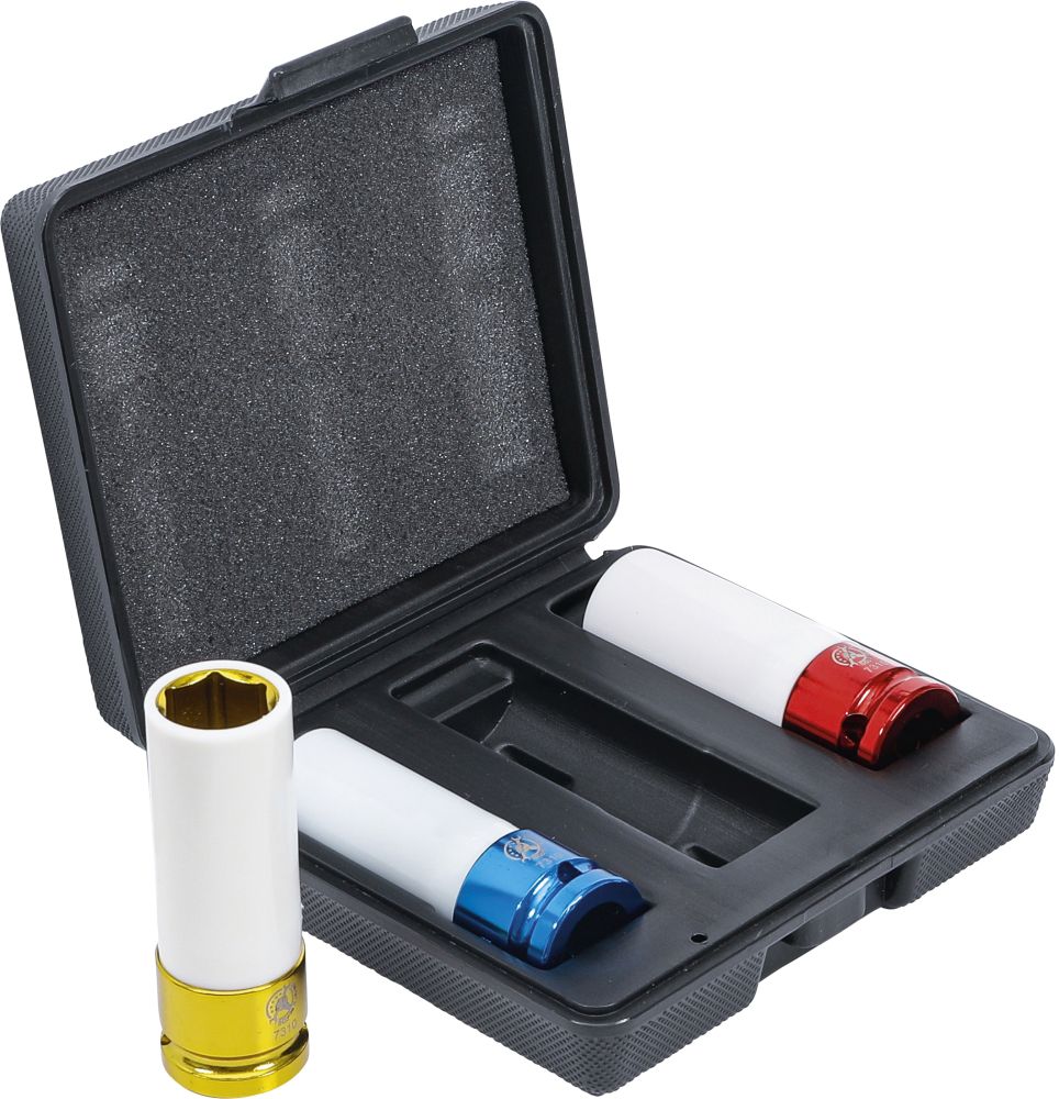 BGS Diy Kraft-Schoneinsatz-Satz | Antrieb Innenvierkant 12,5 mm (1/2") | SW 17 - 19 - 21 mm | 3-tlg