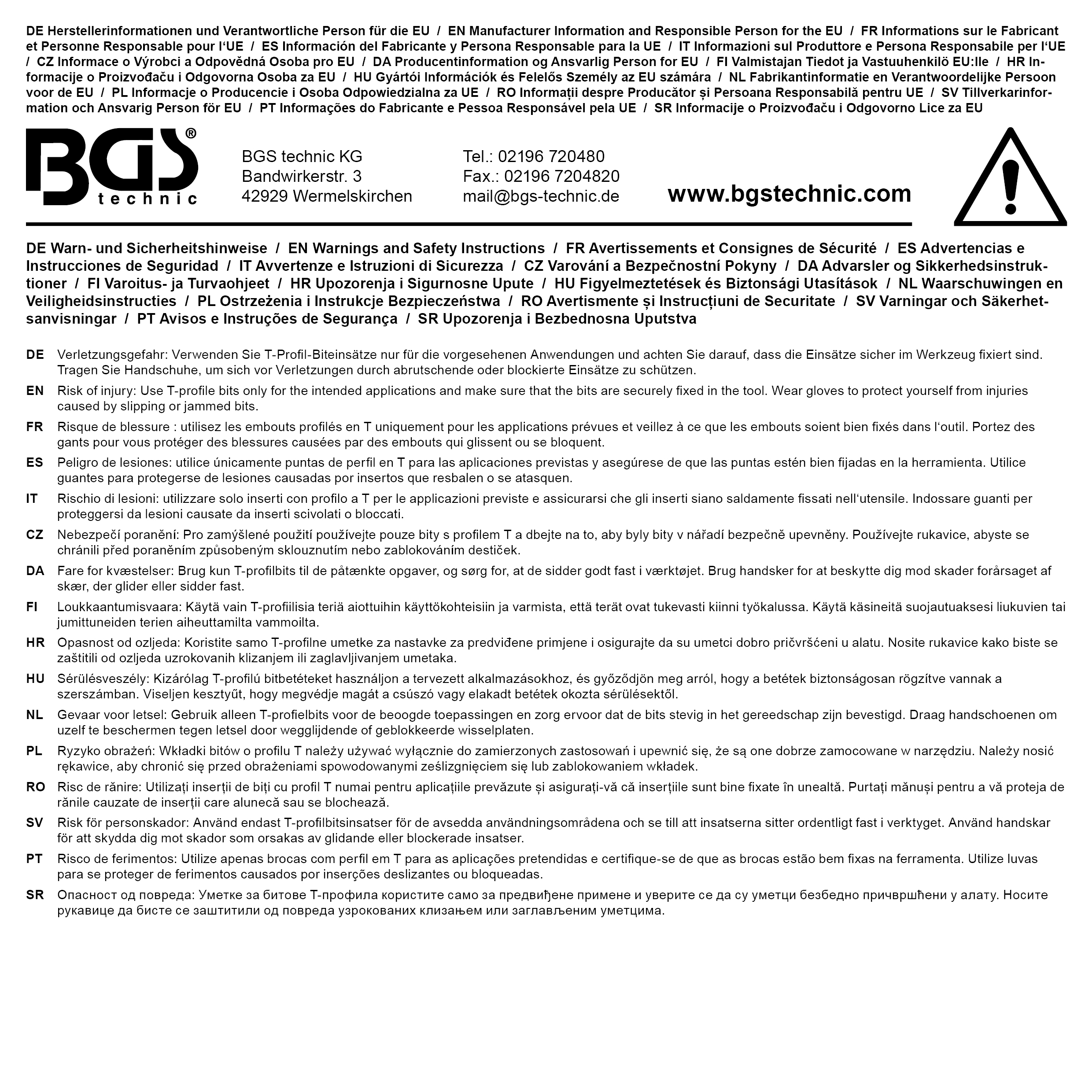 BGS Bit-Einsatz | Antrieb Innenvierkant 6,3 mm (1/4") | T-Profil (für Torx) T20