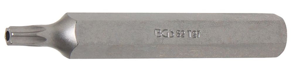 BGS Bit | Länge 75 mm | Antrieb Außensechskant 10 mm (3/8") | T-Profil (für Torx) mit Bohrung T27