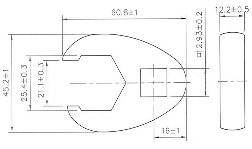 BGS Hahnenfußschlüssel | Antrieb Innenvierkant 12,5 mm (1/2") | SW 25 mm