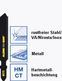 Stichsägeblätter für VA - Metall 60 mm 1,1 mm 2er Box