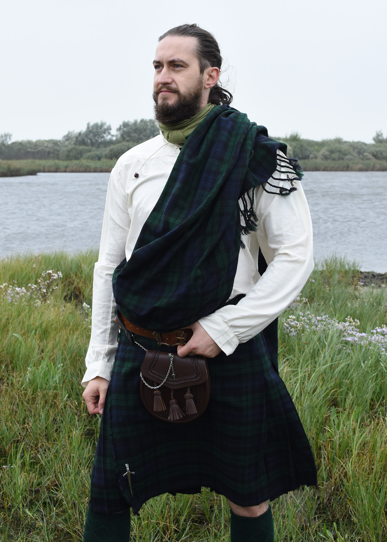 Plaid / Schal, Tartan, ca. 234 x 137 cm (92 x 54 in.), Farbe black stewart