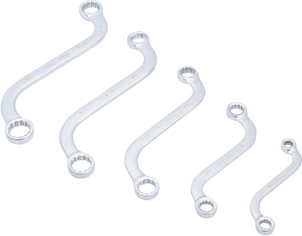 BGS S-Form Doppel-Ringschlüssel-Satz | Zollgrößen | SW 3/8" - 3/4" | 5-tlg.