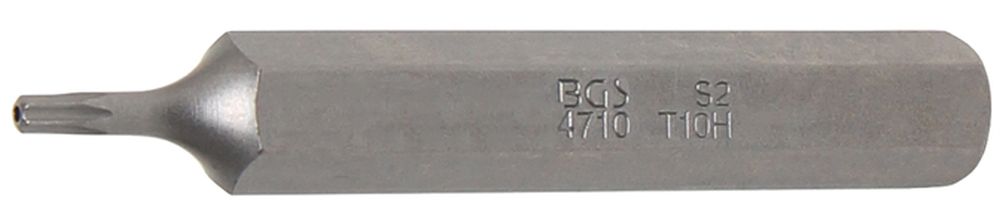 BGS Bit | Länge 75 mm | Antrieb Außensechskant 10 mm (3/8") | T-Profil (für Torx) mit Bohrung T10
