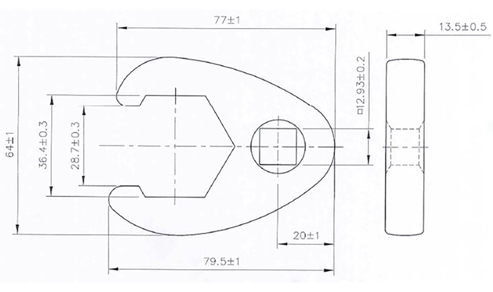 BGS Hahnenfußschlüssel | Antrieb Innenvierkant 12,5 mm (1/2") | SW 36 mm