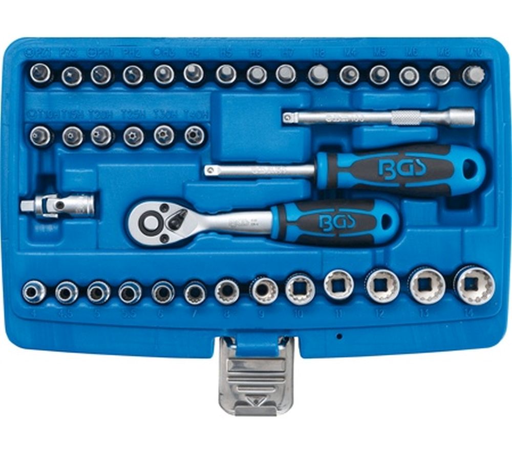 BGS Steckschlüssel-Satz Gear Lock | Antrieb 6,3 mm (1/4") | 39-tlg.