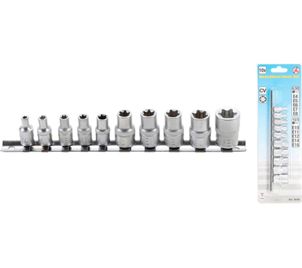 BGS Diy Steckschlüssel-Einsatz-Satz E-Profil | Antrieb Innenvierkant 6,3 mm (1/4") / 10 mm (3/8") |