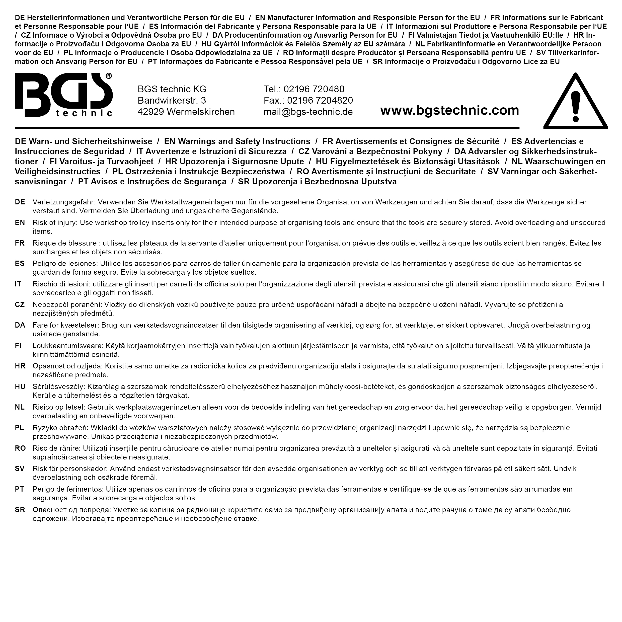 BGS Werkstattwageneinlage 1/3: Schraubendreher T-Profil (für Torx) | 6-tlg.