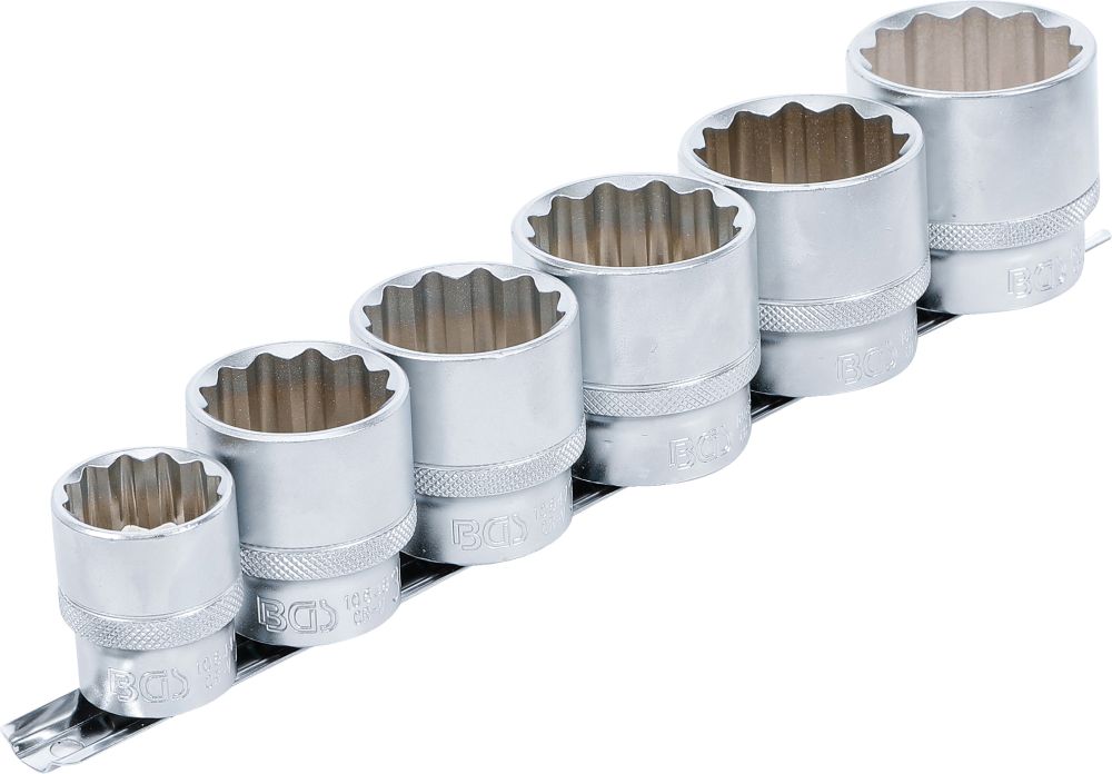 BGS Steckschlüssel-Einsatz-Satz, Zwölfkant | Antrieb Innenvierkant 12,5 mm (1/2") | SW 24 - 38 mm |