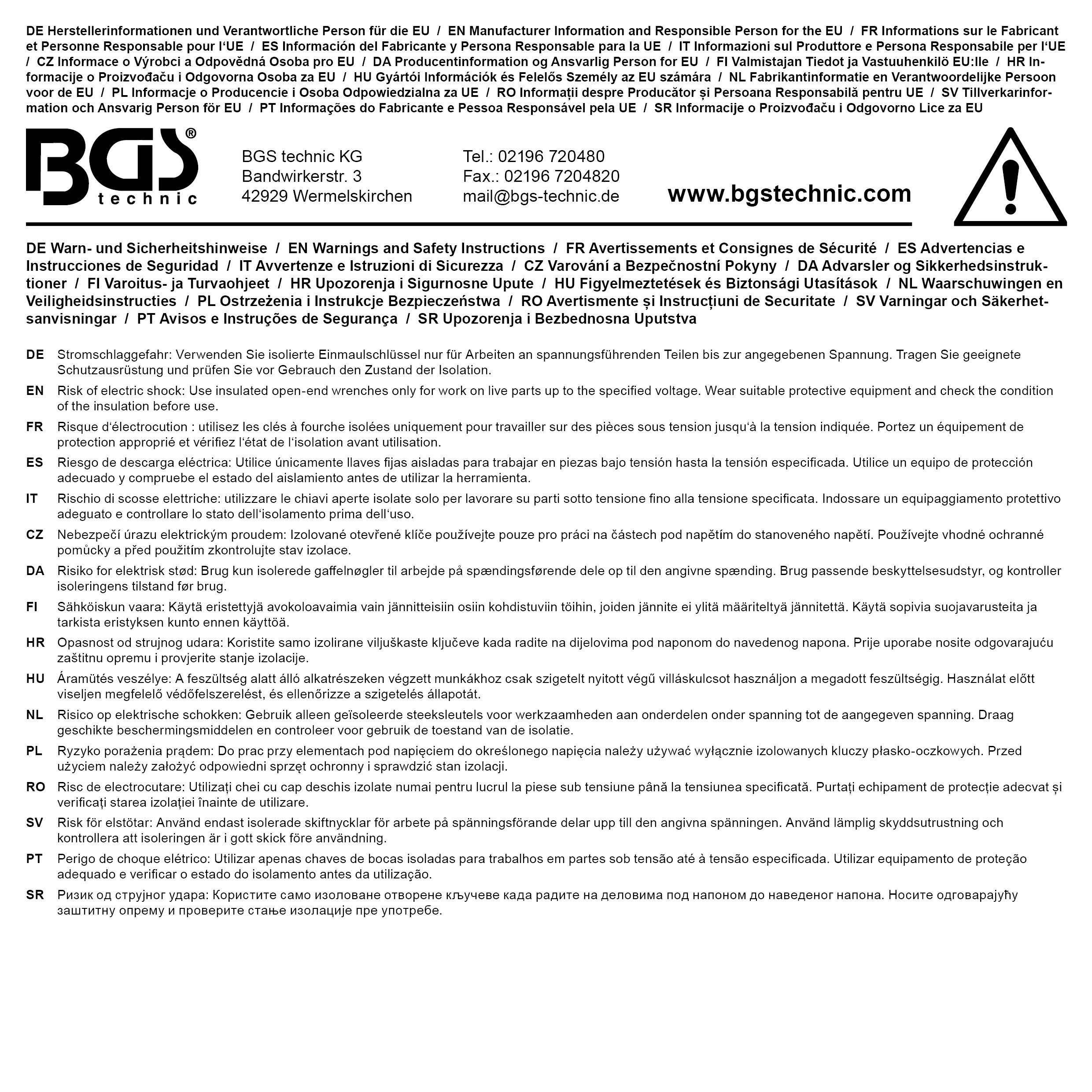 BGS VDE-Einmaulschlüssel | SW 9 mm