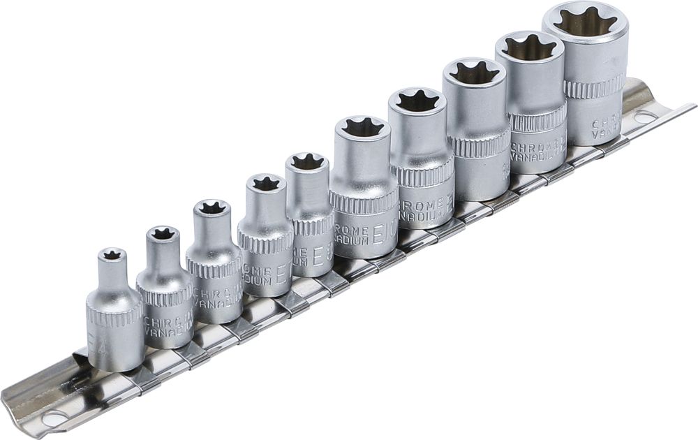 BGS Diy Steckschlüssel-Einsatz-Satz E-Profil | Antrieb Innenvierkant 6,3 mm (1/4") / 10 mm (3/8") |