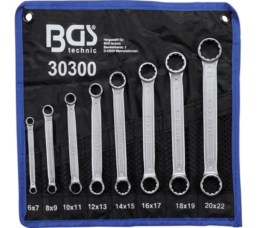 BGS Doppel-Ringschlüssel-Satz | extra flach | SW 6 - 22 mm | 8-tlg.