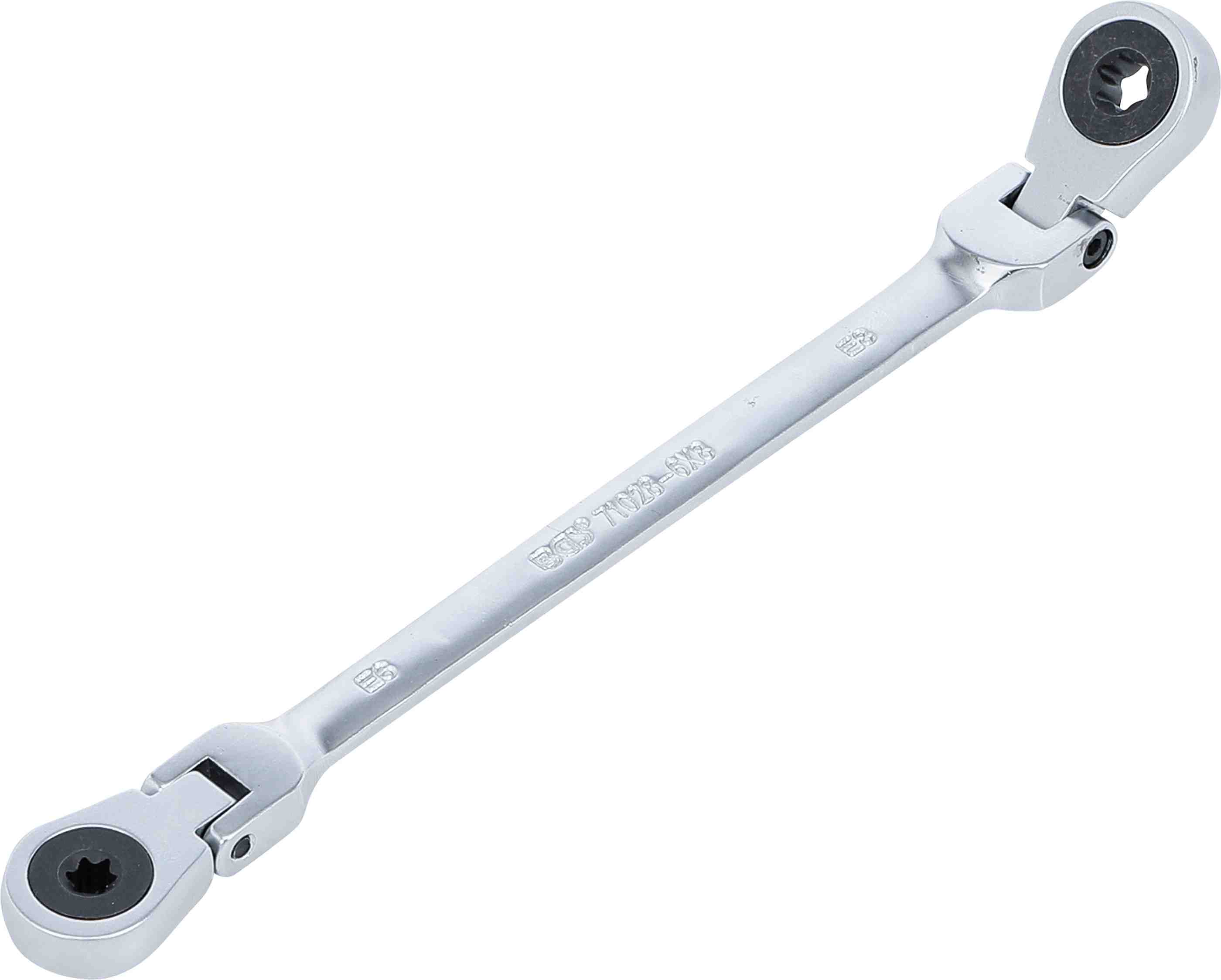 BGS Doppel-Ratschen-Ringschlüssel | abwinkelbar | mit E-Profil Ringköpfen | SW E6 x E8