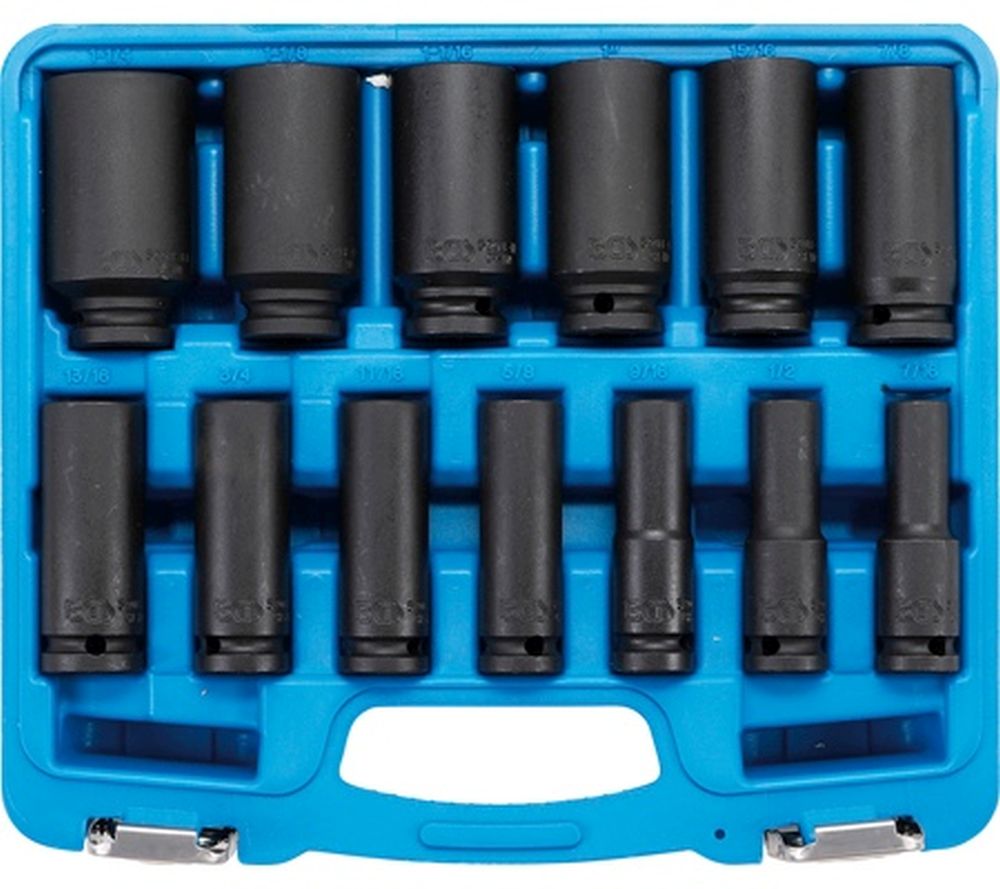 BGS Kraft-Steckschlüssel-Einsatz-Satz Sechskant, tief | Antrieb Innenvierkant 12,5 mm (1/2") | Zoll